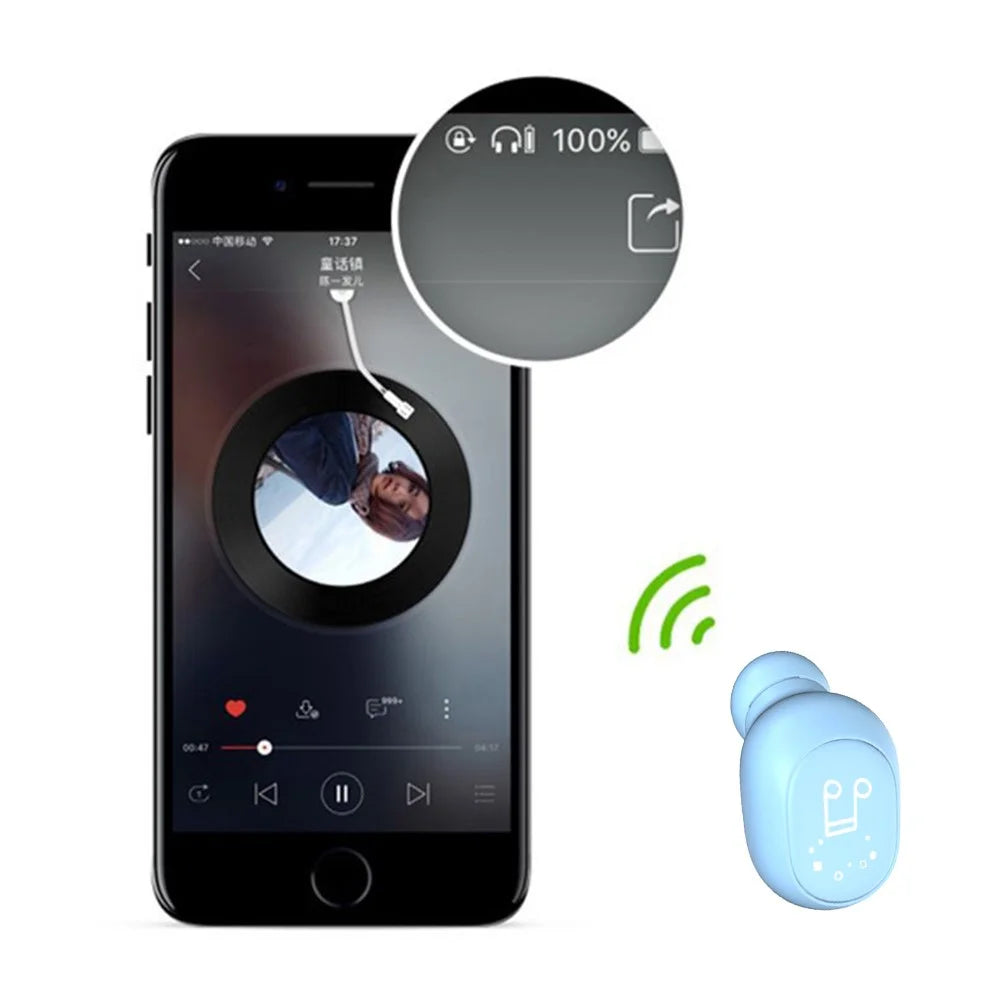 F911 Bluetooth-compatible Earbud Single Wireless Earphone Mini Headset Hands-Free Car Headphone Earpiece - Blue - 5