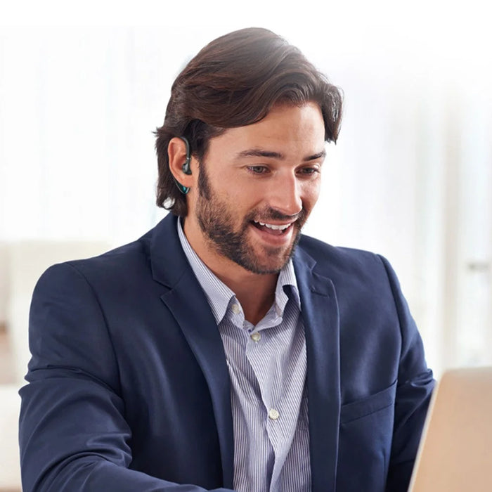 M70 Touch Control Bluetooth-compatible 5.0 Single Ear Headphone Business Style Wireless Headset Ear-Hook Earphone CVC Noise Cancelling Headphone - Black - 2