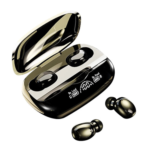 TG03 TWS Bluetooth-compatible Sports Headset Wireless Earphone Stereo Built-in Microphone Earbuds Waterproof Headphones with Digital Display Charging Case - Black - 1