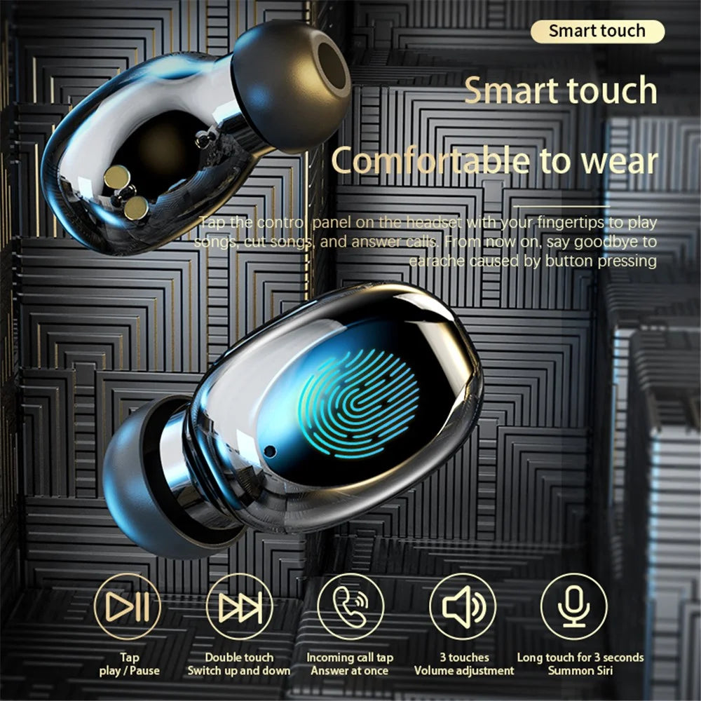 TG03 TWS Bluetooth-compatible Sports Headset Wireless Earphone Stereo Built-in Microphone Earbuds Waterproof Headphones with Digital Display Charging Case - Black - 3