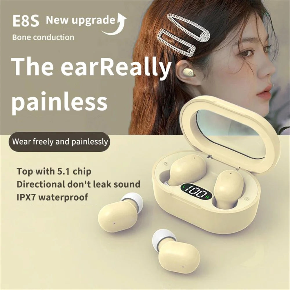 E8S Mini TWS Bluetooth-compatible Earphone Digital Display HiFi Stereo Wireless Touch In-ear Headset - Green - 5