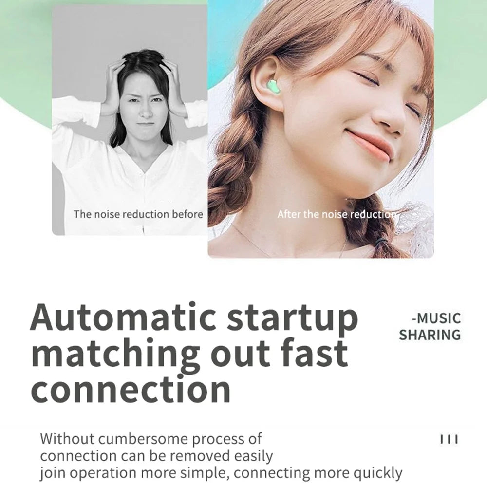 E8S Mini TWS Bluetooth-compatible Earphone Digital Display HiFi Stereo Wireless Touch In-ear Headset - Green - 6
