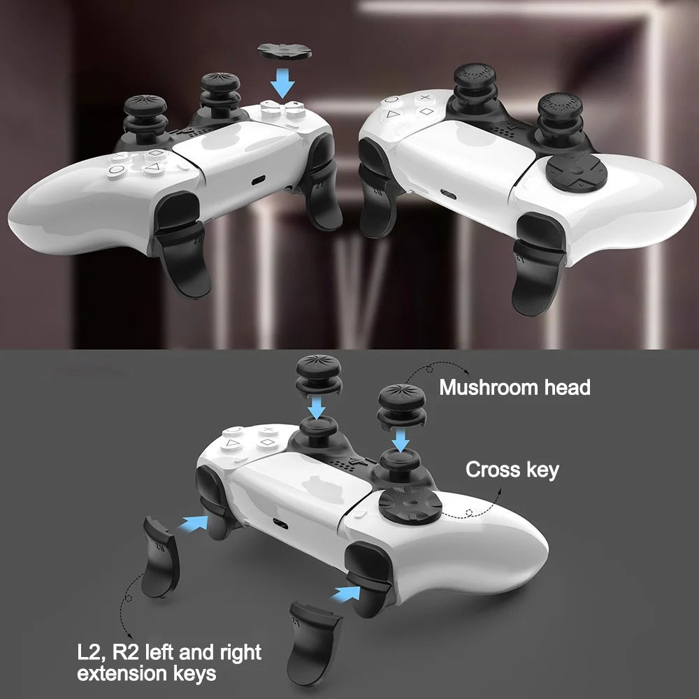 For Playstation 5 PS5 Controller Thumb Grips Sticks Joystick + L2 R2 Trigger Extender + D-pad Button Set Anti-Slip Replacement Parts - 2