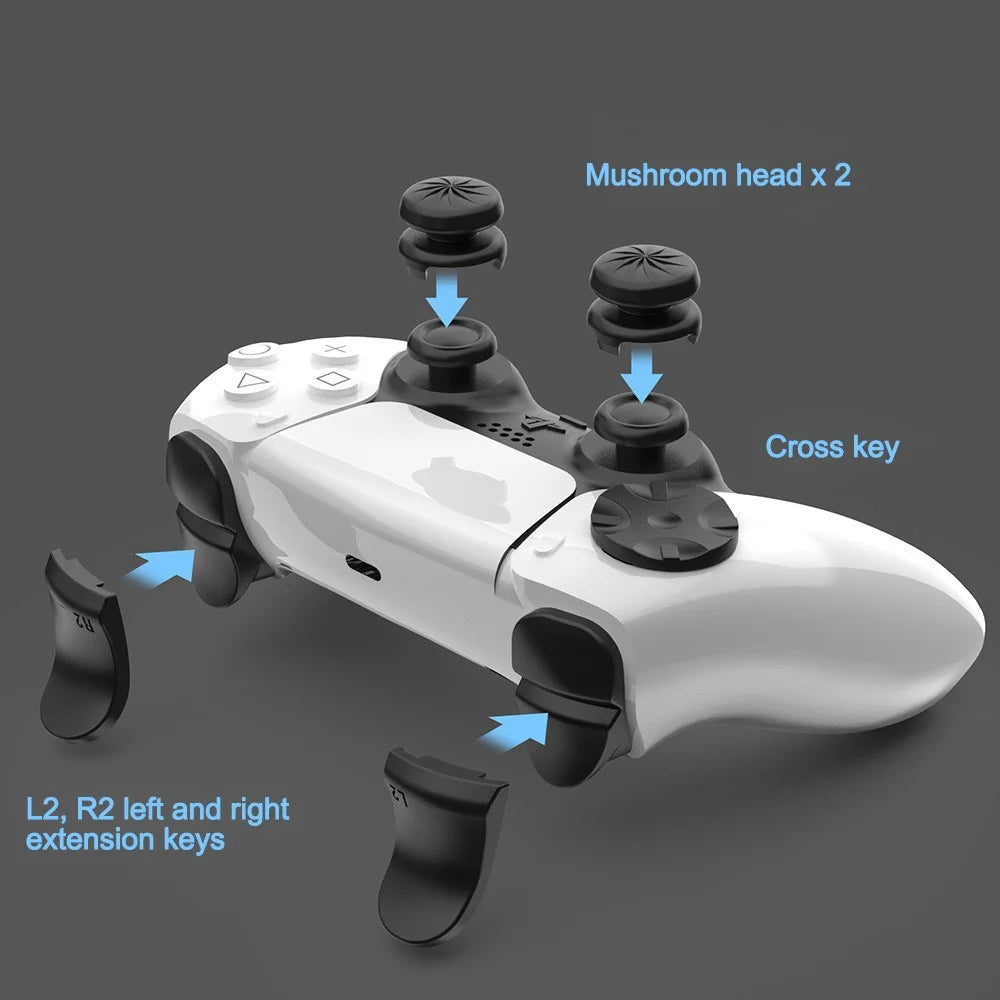 For Playstation 5 PS5 Controller Thumb Grips Sticks Joystick + L2 R2 Trigger Extender + D-pad Button Set Anti-Slip Replacement Parts - 4