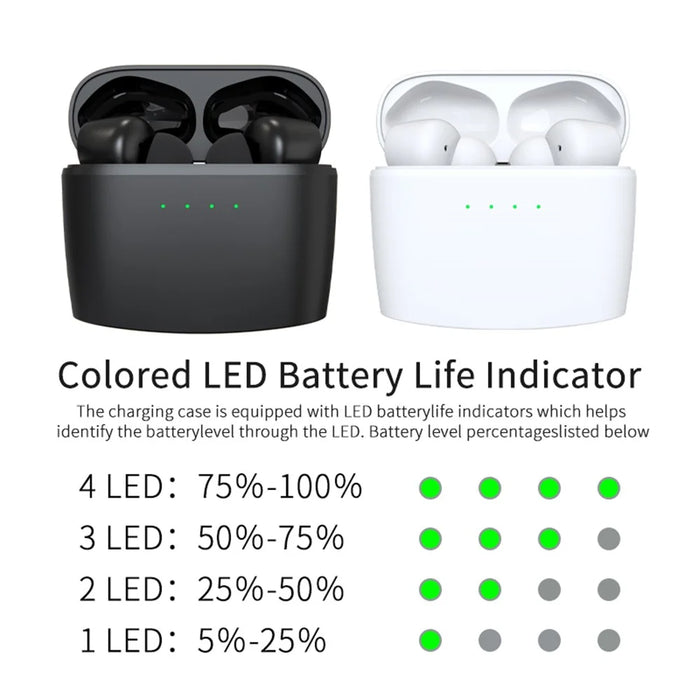 J8 Bluetooth-compatible Headphones with Indicator Light Portable TWS Earbuds Noise Reduction Wireless Headset - Black - 7