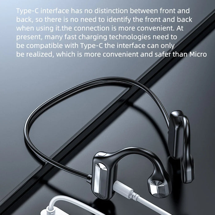 BL09 Bone Conduction Wireless Bluetooth-compatible 5.2 Headphone Type-C Ear-Hook Sports Sweatproof Headset Earphone - Red - 5