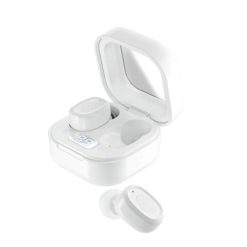 BY18 Digital Display Bluetooth-compatible Headphone Wireless Headset with Charging Case - White - 1