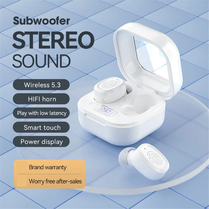 BY18 Digital Display Bluetooth-compatible Headphone Wireless Headset with Charging Case - White - 2