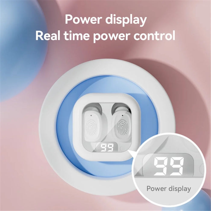 BY18 Digital Display Bluetooth-compatible Headphone Wireless Headset with Charging Case - White - 3