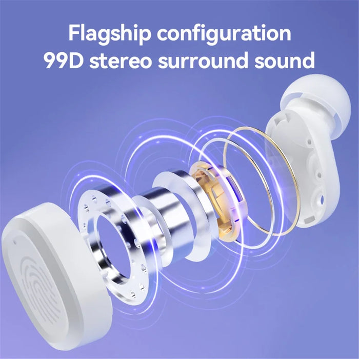 BY18 Digital Display Bluetooth-compatible Headphone Wireless Headset with Charging Case - White - 4