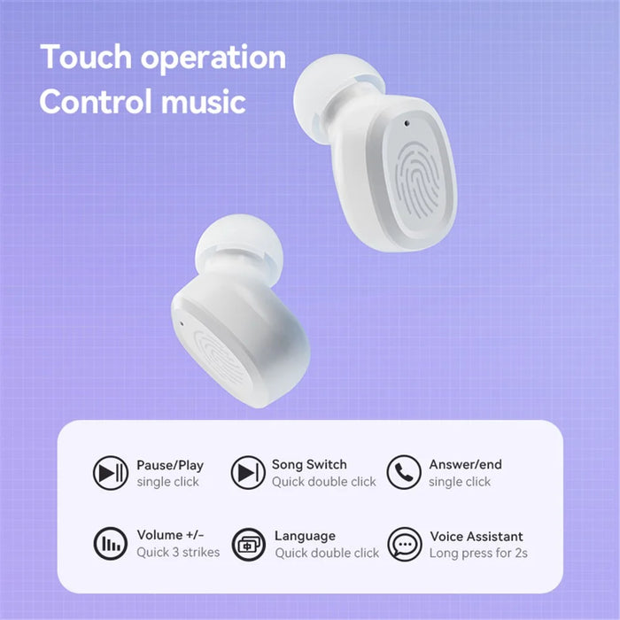 BY18 Digital Display Bluetooth-compatible Headphone Wireless Headset with Charging Case - White - 5