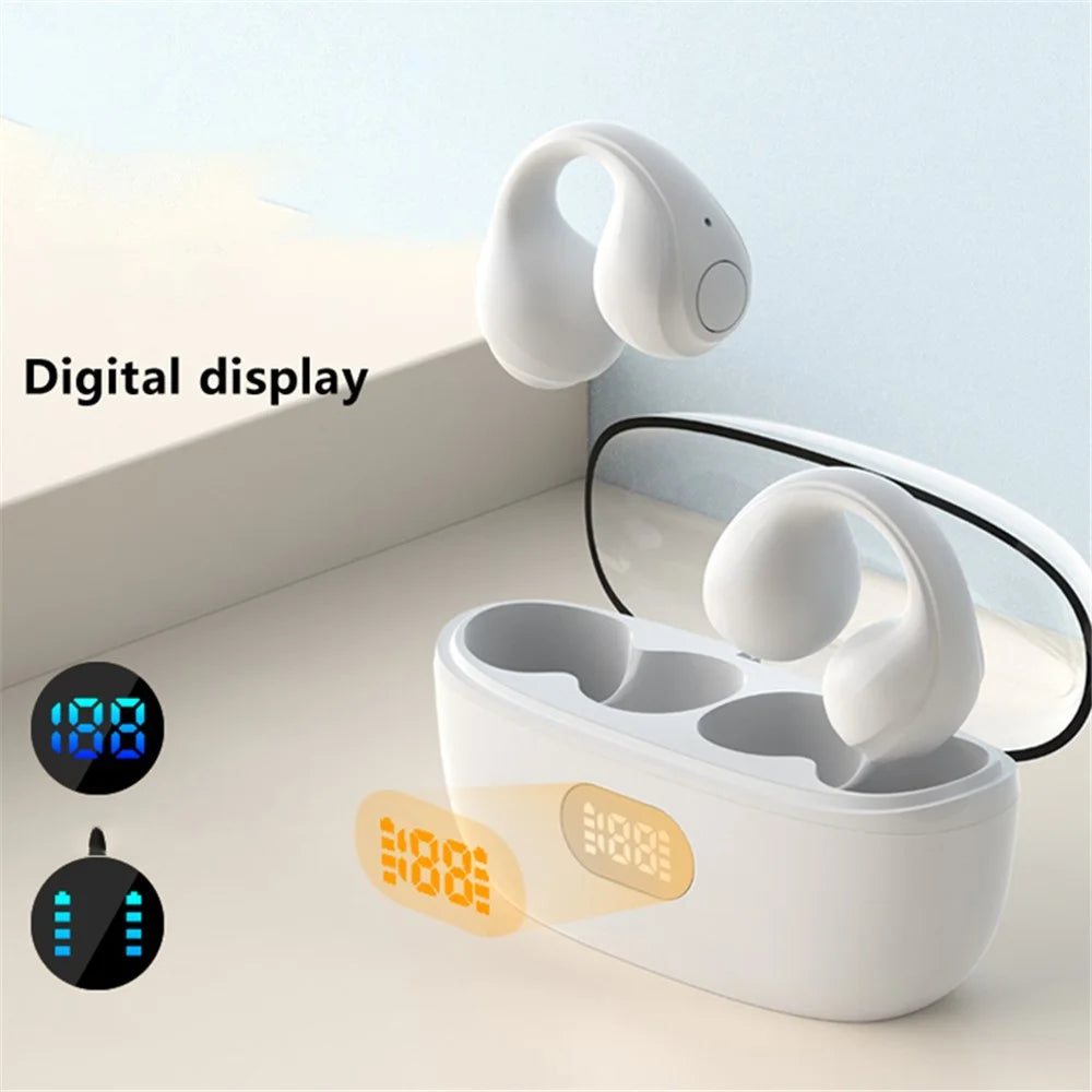 Open Ear Clip Headphones Wireless Bluetooth-compatible Clip On Headset Open Ear Earbuds Earphones - White - 2