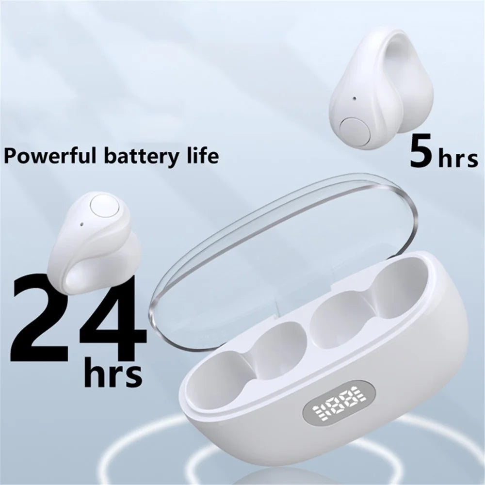 Open Ear Clip Headphones Wireless Bluetooth-compatible Clip On Headset Open Ear Earbuds Earphones - White - 3