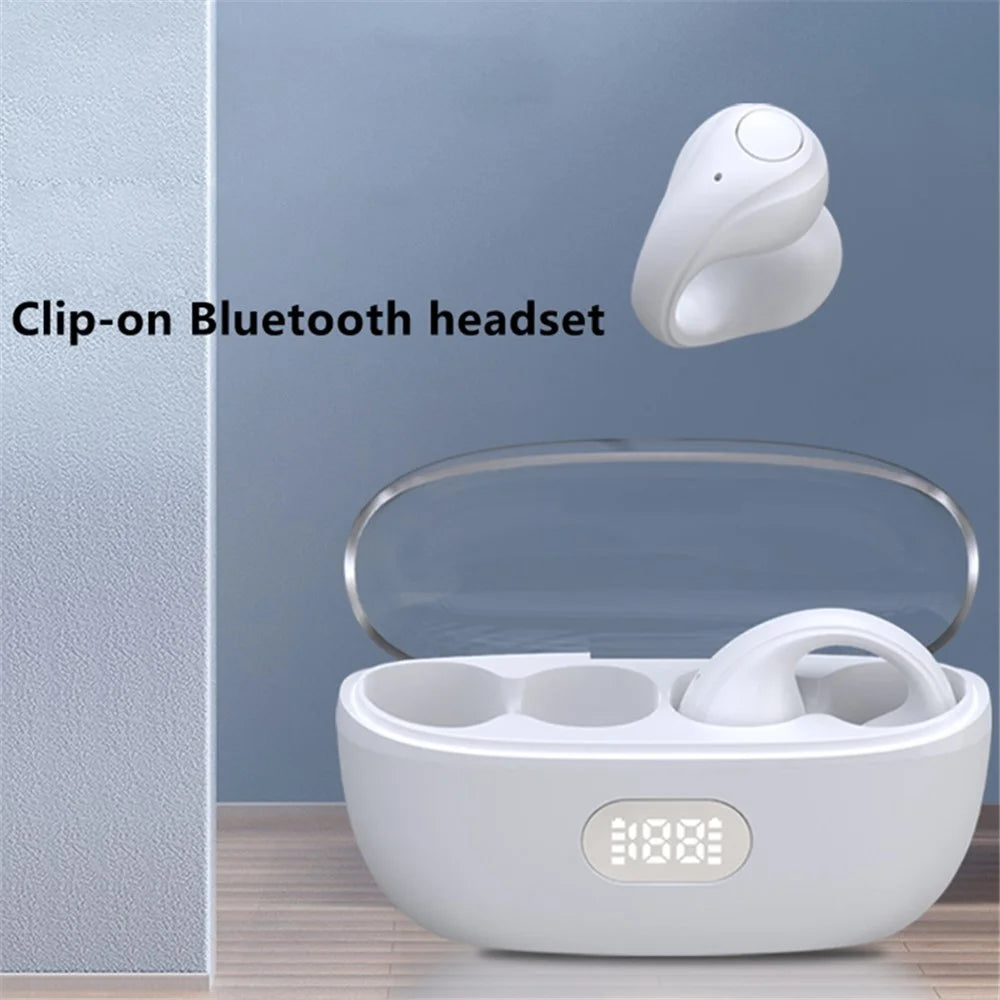Open Ear Clip Headphones Wireless Bluetooth-compatible Clip On Headset Open Ear Earbuds Earphones - White - 4
