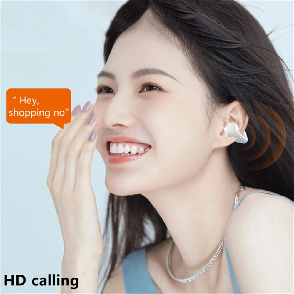 Open Ear Clip Headphones Wireless Bluetooth-compatible Clip On Headset Open Ear Earbuds Earphones - White - 6