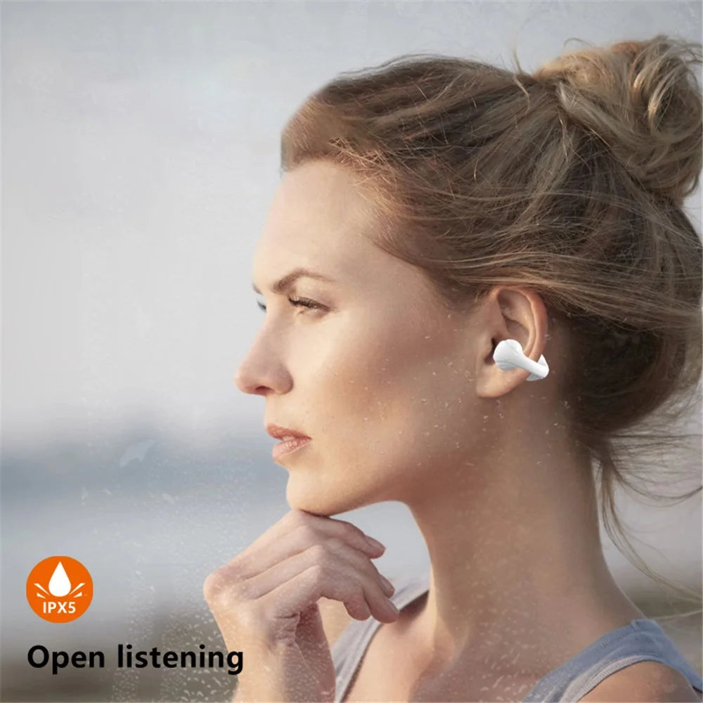 Open Ear Clip Headphones Wireless Bluetooth-compatible Clip On Headset Open Ear Earbuds Earphones - White - 7