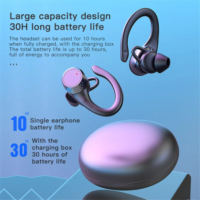 AX9 Bluetooth-compatible 5.2 TWS Headset Wireless Earbuds Digital Display Headphones Ear-Hook Sports Earphones - 5