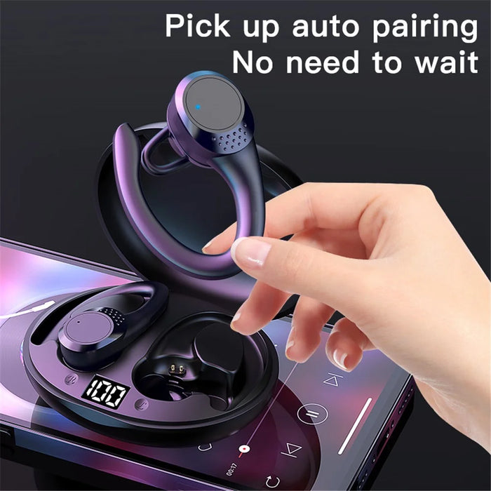 AX9 Bluetooth-compatible 5.2 TWS Headset Wireless Earbuds Digital Display Headphones Ear-Hook Sports Earphones - 7