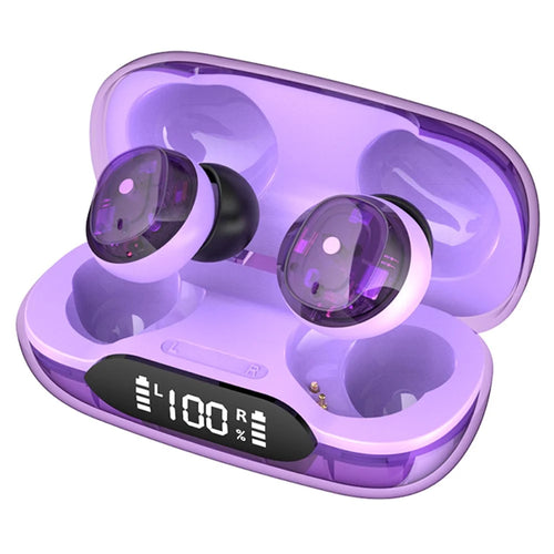 H20 Bluetooth-compatible Headset Sports Headphone TWS Wireless Earphone with Digital Display Charging Case - Purple - 1
