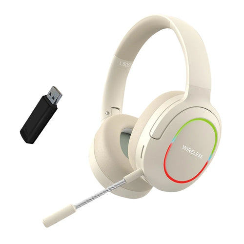 L800 2.4G Wireless / Bluetooth-compatible 5.1 Over-ear Headset LED Light Low Latency E-sports Gaming Headphone - Khaki - 1