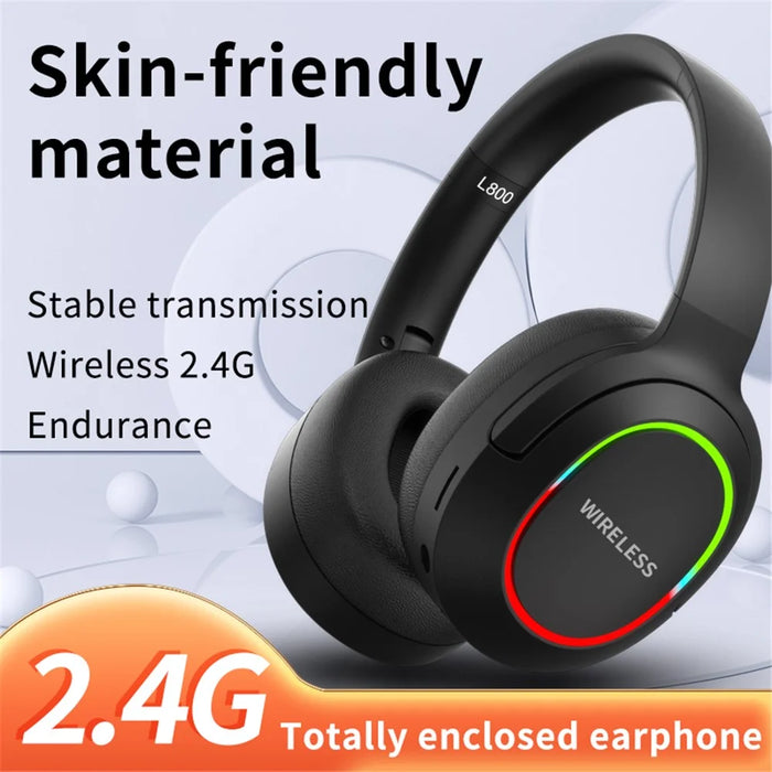 L800 2.4G Wireless / Bluetooth-compatible 5.1 Over-ear Headset LED Light Low Latency E-sports Gaming Headphone - Khaki - 3