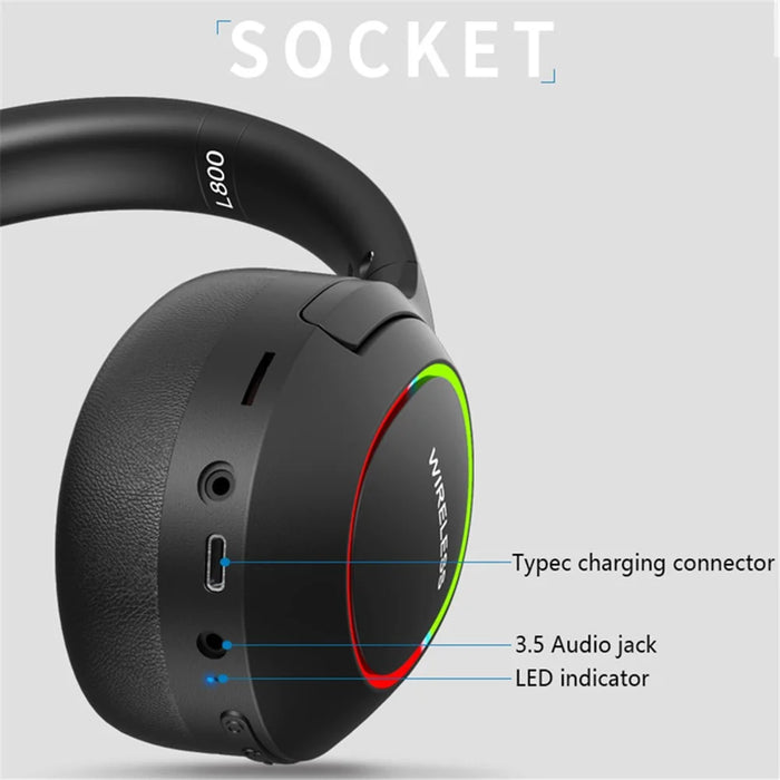 L800 2.4G Wireless / Bluetooth-compatible 5.1 Over-ear Headset LED Light Low Latency E-sports Gaming Headphone - Khaki - 7