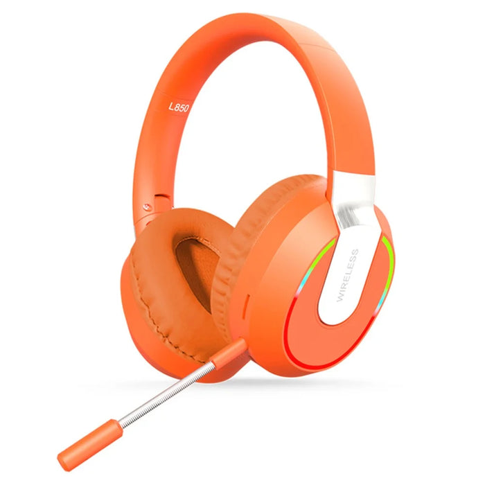 L850 Over-ear Wireless Bluetooth-compatible 5.1 Headset RGB Light E-sports Gaming Headphone Support TF Card - Orange - 1