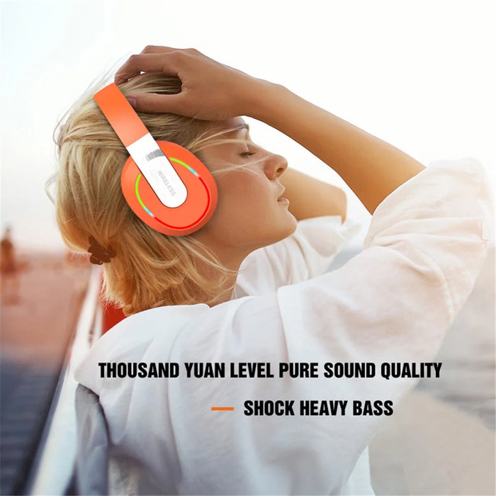 L850 Over-ear Wireless Bluetooth-compatible 5.1 Headset RGB Light E-sports Gaming Headphone Support TF Card - Orange - 3