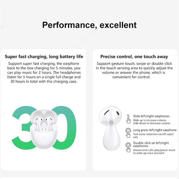 HUAWEI FreeBuds 5 TWS Headset Wireless Bluetooth-compatible 5.2 Earphones Active Noise Cancelling Earbuds - Silver - 6