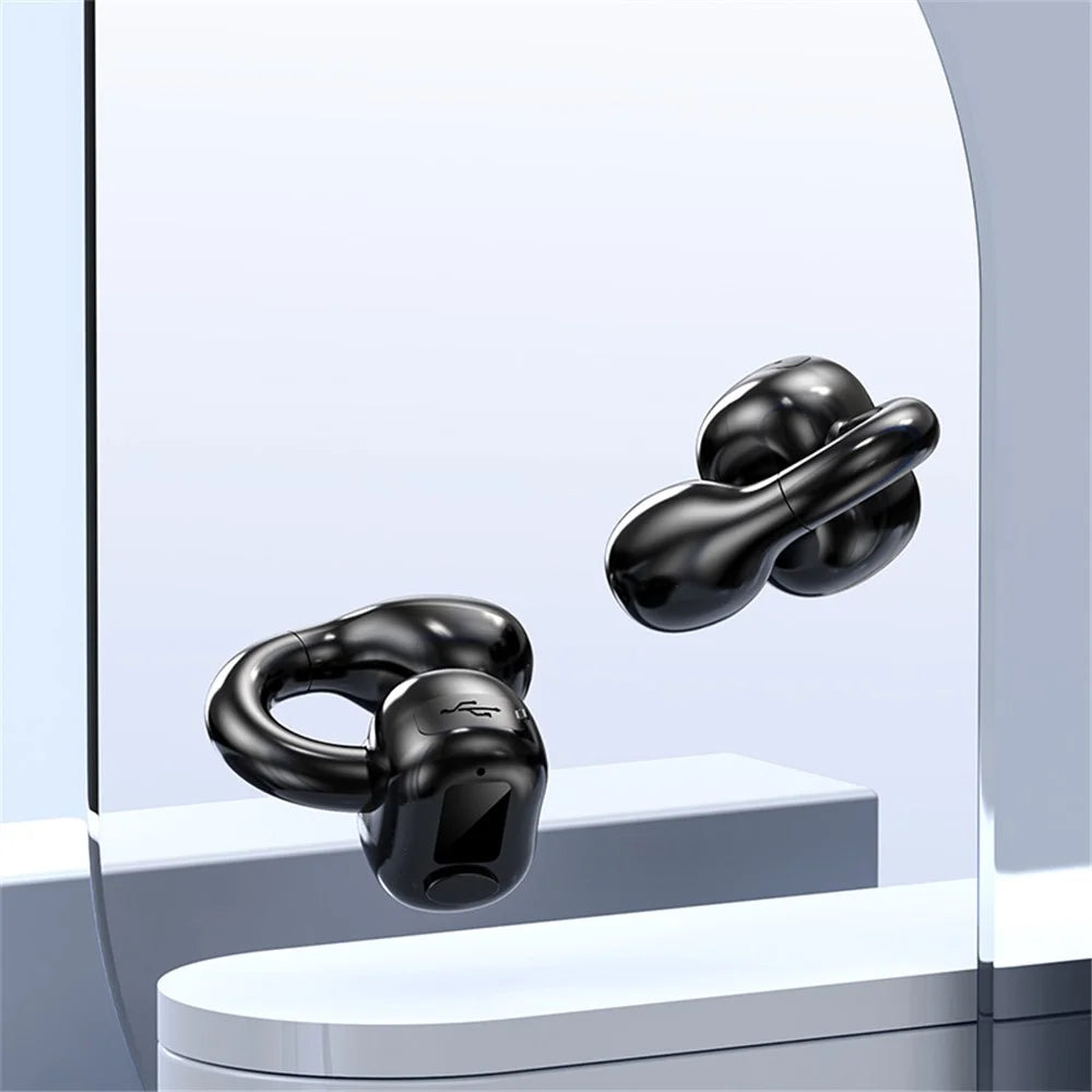 M10 Digital Display Clip-on Bluetooth-compatible Earphone HiFi Sound Single Ear Bendable Headphone - Black - 2