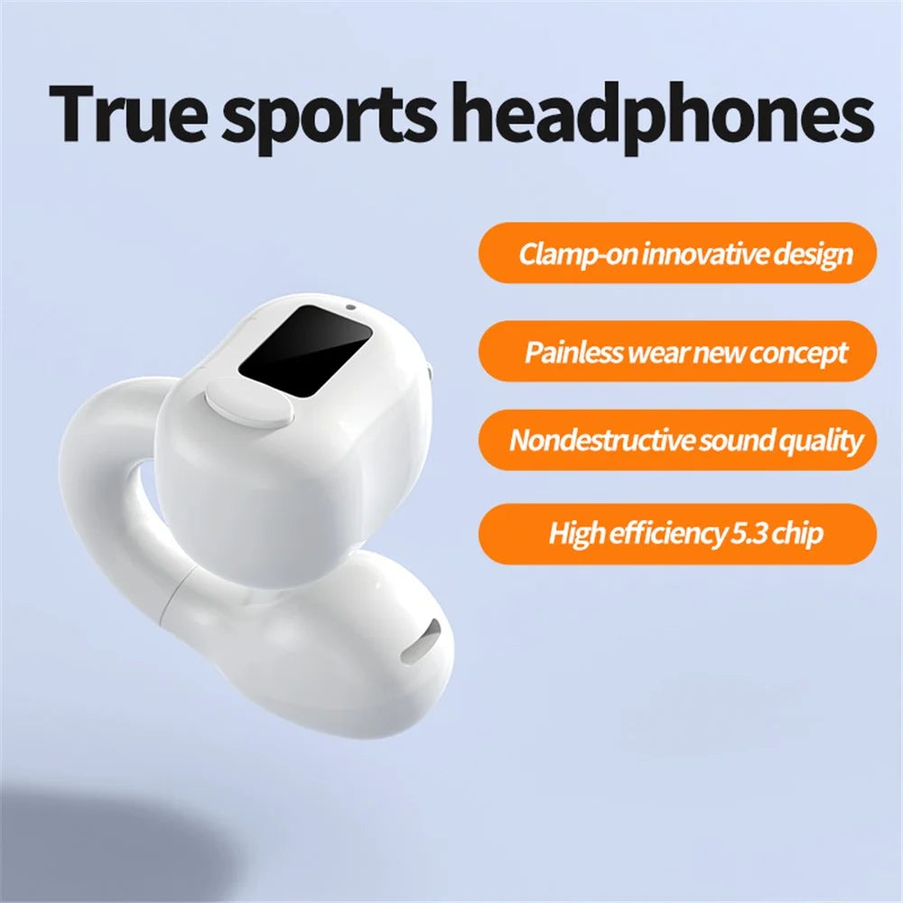 M10 Digital Display Clip-on Bluetooth-compatible Earphone HiFi Sound Single Ear Bendable Headphone - Black - 3