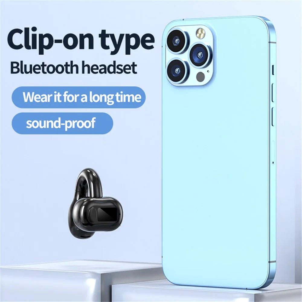 M10 Digital Display Clip-on Bluetooth-compatible Earphone HiFi Sound Single Ear Bendable Headphone - Black - 5