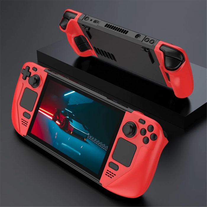 For Steam Deck Frosted PC Protective Case Detachable Game Console Anti-drop Shell - Red+Black - 2