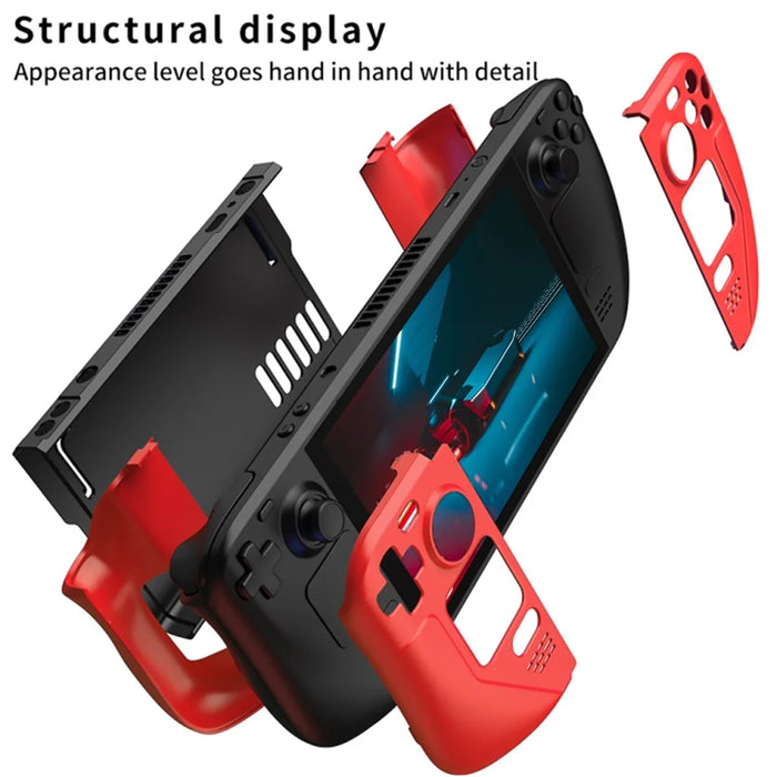 For Steam Deck Frosted PC Protective Case Detachable Game Console Anti-drop Shell - Red+Black - 3