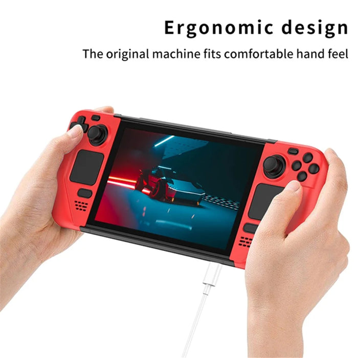 For Steam Deck Frosted PC Protective Case Detachable Game Console Anti-drop Shell - Red+Black - 4