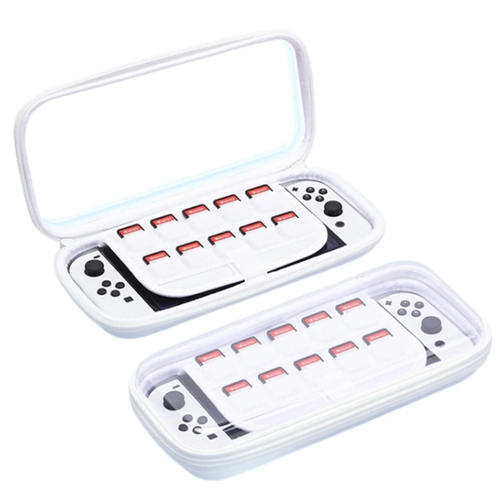 For Nintendo Switch / Switch OLED Game Console Ultralight Shockproof PC+EVA Protective Cover Clear Protective Case - White - 1