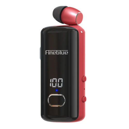 FINEBLUE F580 Single Ear Wired Business Lavalier Headset with Incoming Call, Vibration, Power Display Wireless Bluetooth-compatible Headphone - Red - 1
