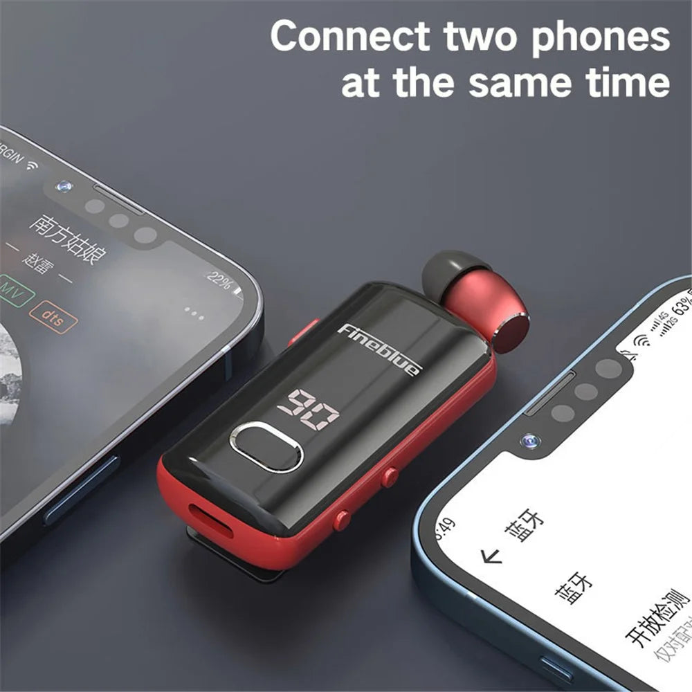 FINEBLUE F580 Single Ear Wired Business Lavalier Headset with Incoming Call, Vibration, Power Display Wireless Bluetooth-compatible Headphone - Red - 3