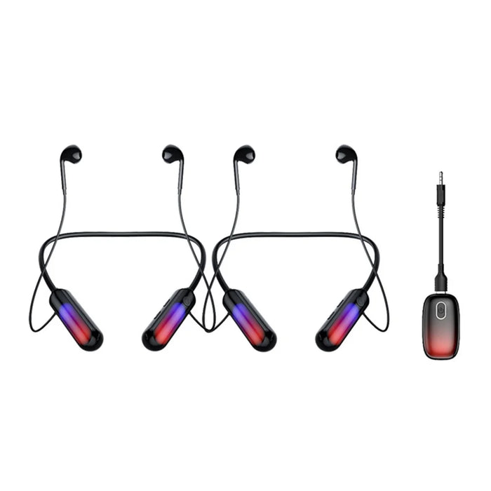 B10 2Pcs Wireless Neckband Headphones Silicone Neck-mounted Bluetooth-compatible Earphones with Transmitter - 1
