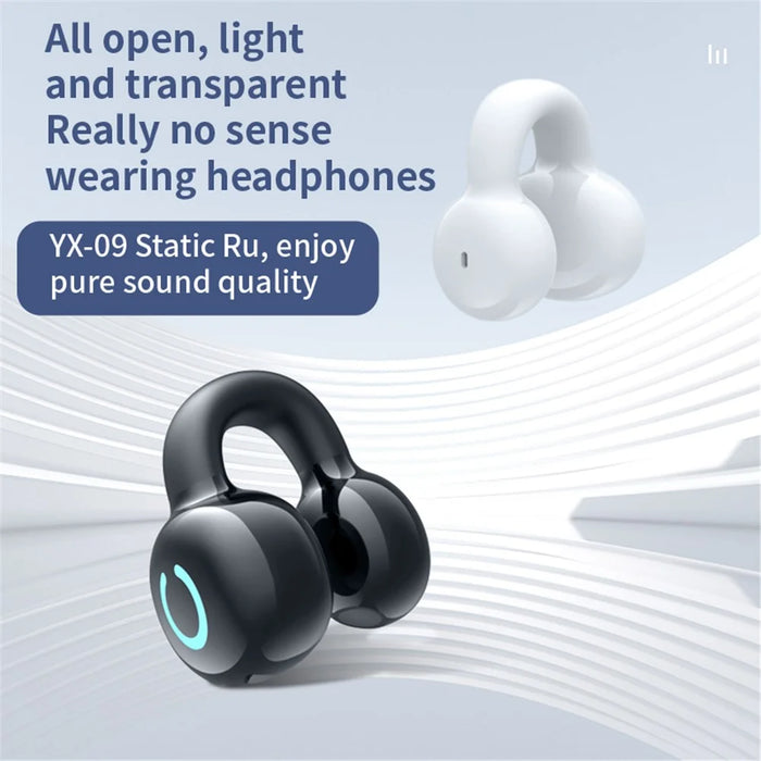 YX09 Clip-On Single Ear Bluetooth-compatible Headset Stereo Business Style Wireless Headphones - Black - 2