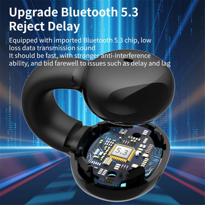 YX03 Open Ear Headphone Bluetooth-compatible 5.3 Wireless Bluetooth-compatible Headset Waterproof Sport Running Clip-on Earphone - Black - 6