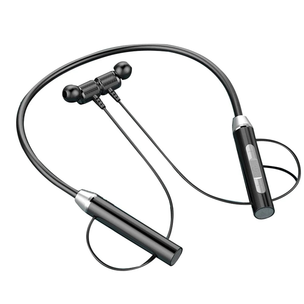 Wireless Neck Hanging Earphones Magnetic Sports Bluetooth-compatible Neckband Headphones - Black - 1