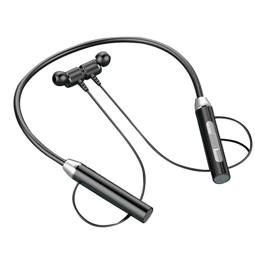 Wireless Neck Hanging Earphones Magnetic Sports Bluetooth-compatible Neckband Headphones - Black - 1