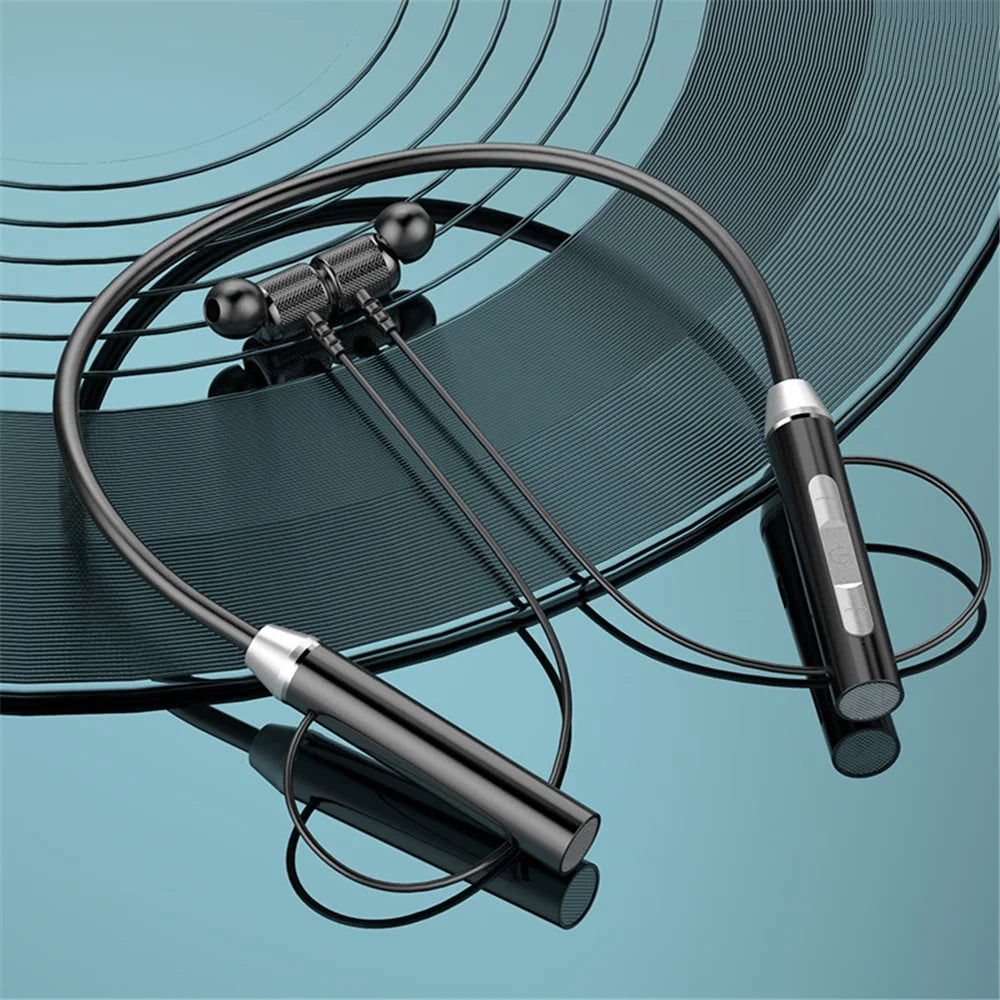 Wireless Neck Hanging Earphones Magnetic Sports Bluetooth-compatible Neckband Headphones - Black - 2