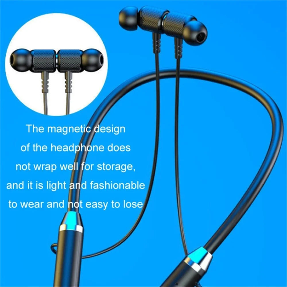 Wireless Neck Hanging Earphones Magnetic Sports Bluetooth-compatible Neckband Headphones - Black - 3