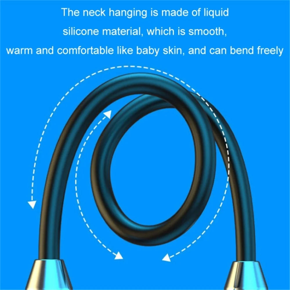 Wireless Neck Hanging Earphones Magnetic Sports Bluetooth-compatible Neckband Headphones - Black - 4
