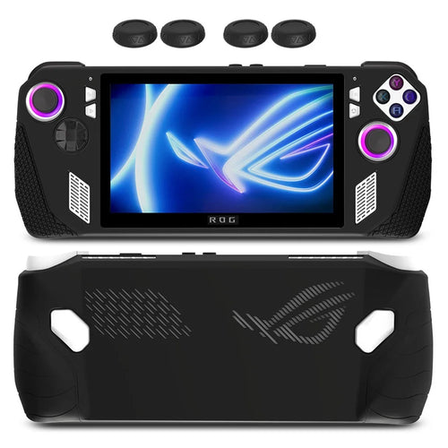 For ASUS Rog Ally Anti-Scratch Silicone Cover Case Game Controller Protector with Thumb Grip Cap Sleeve - Black - 1