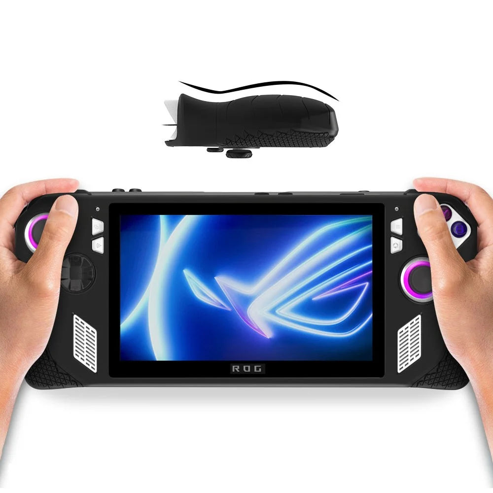 For ASUS Rog Ally Anti-Scratch Silicone Cover Case Game Controller Protector with Thumb Grip Cap Sleeve - Black - 3