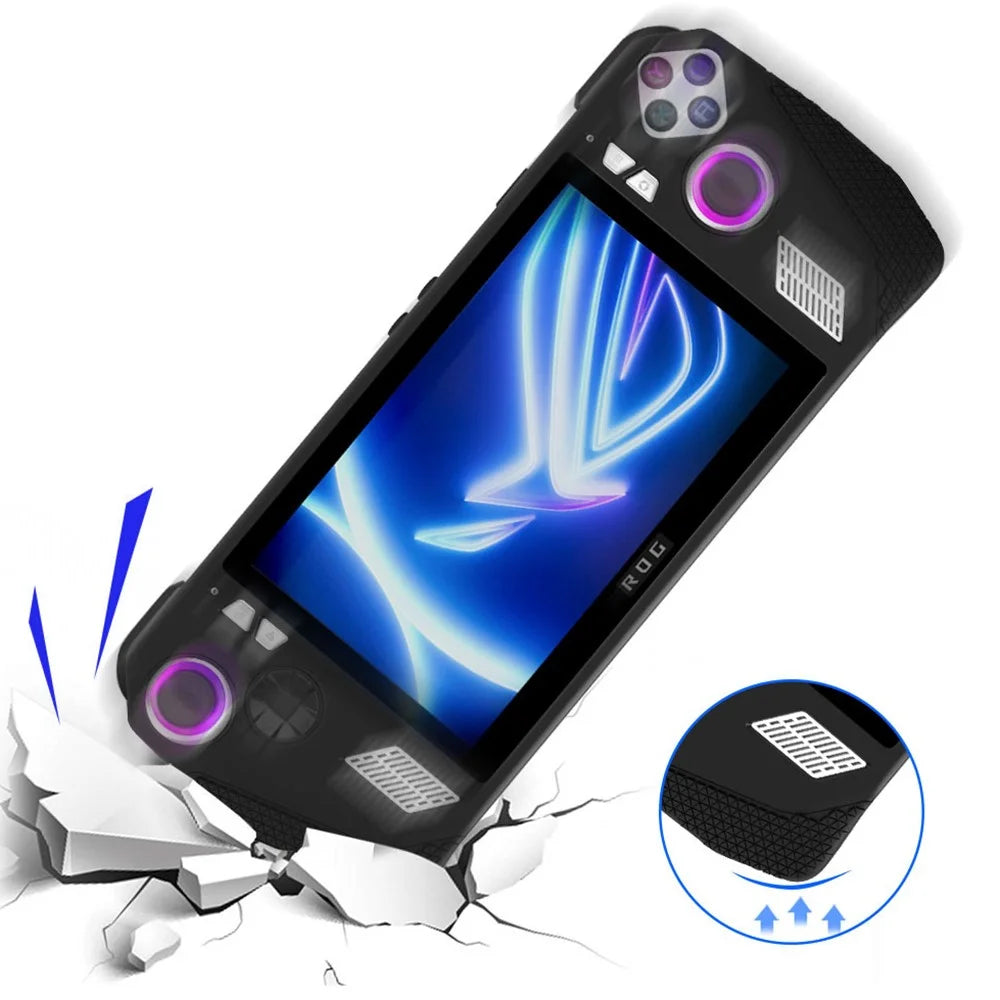 For ASUS Rog Ally Anti-Scratch Silicone Cover Case Game Controller Protector with Thumb Grip Cap Sleeve - Black - 5
