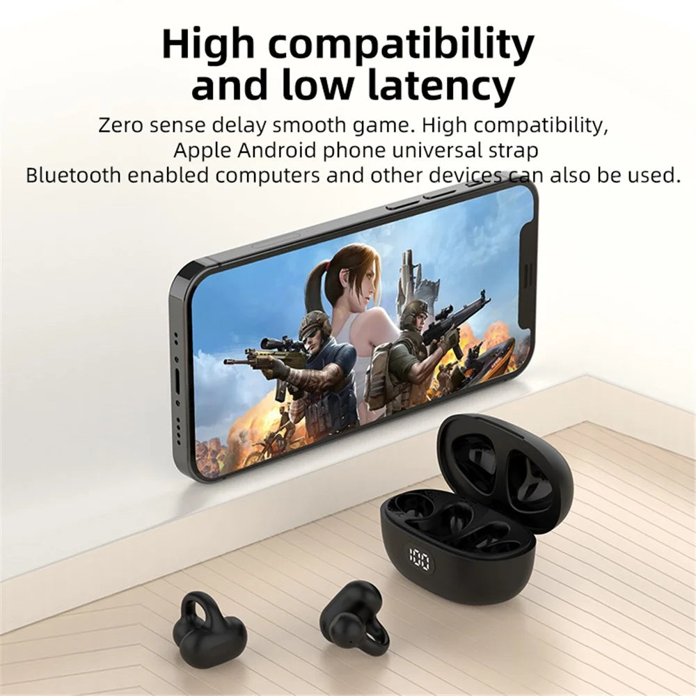 TWS-S8 Wireless Bluetooth-compatible 5.3 Earphones Sweatproof Clip-on Sports Headphones - Black - 5